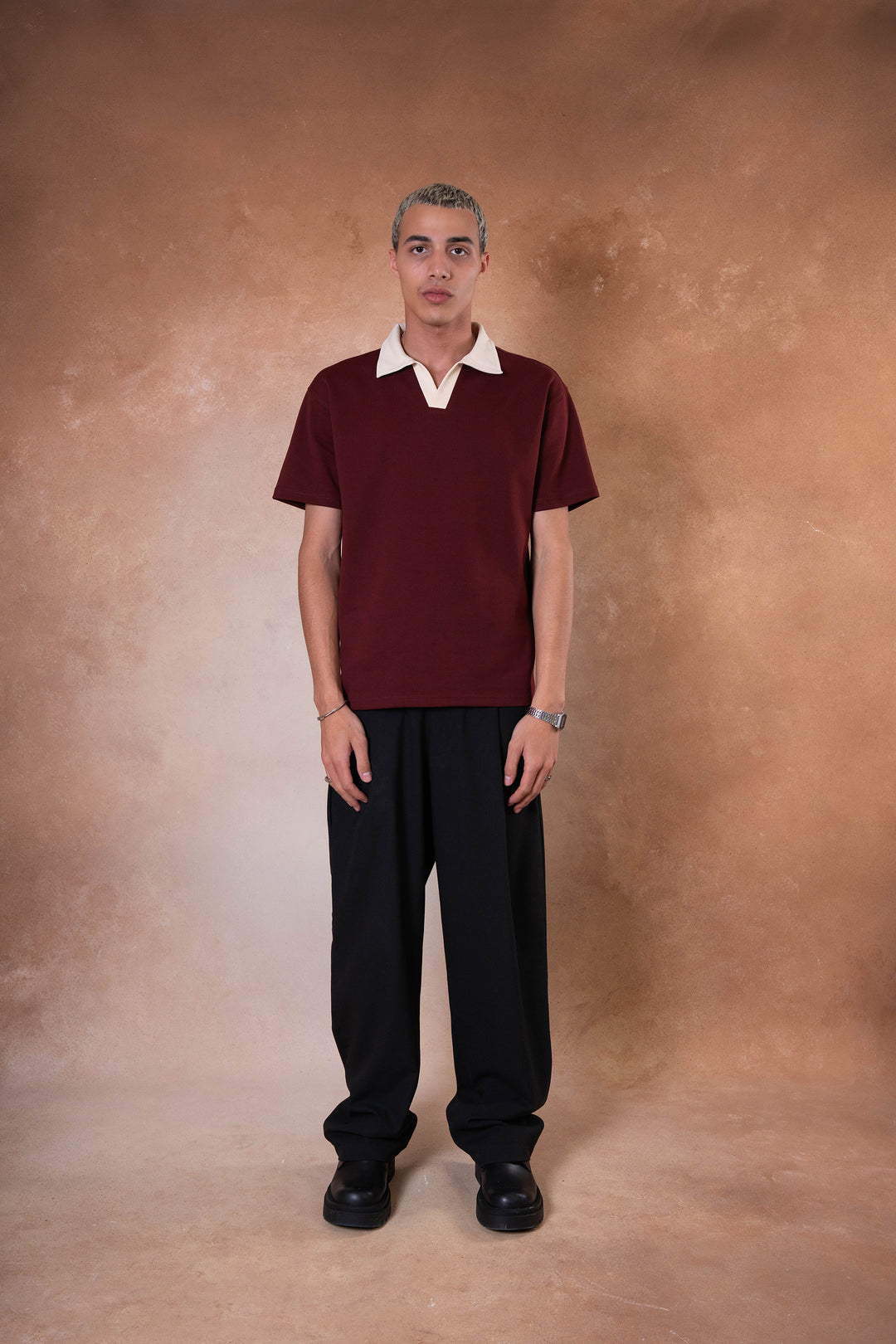 Contrast Polo - Burgandy