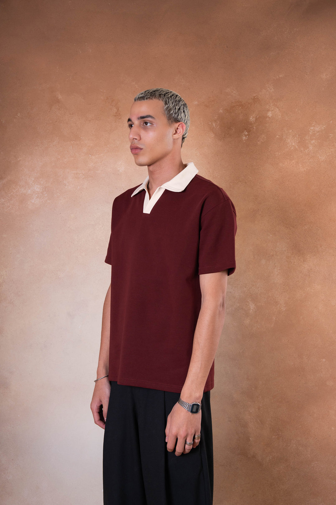 Contrast Polo - Burgandy