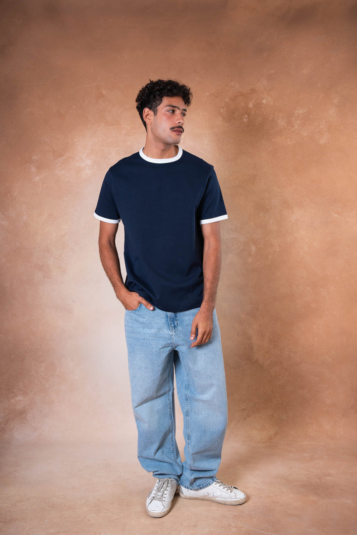 Ringer Tee - Navy
