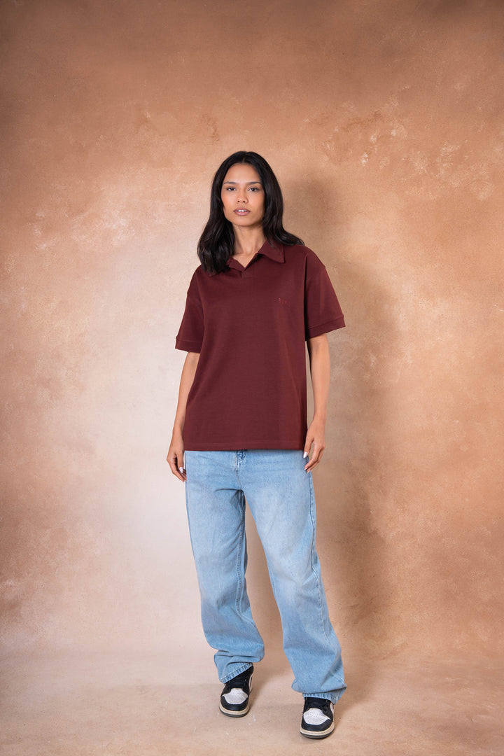 Polo Tee - Burgandy