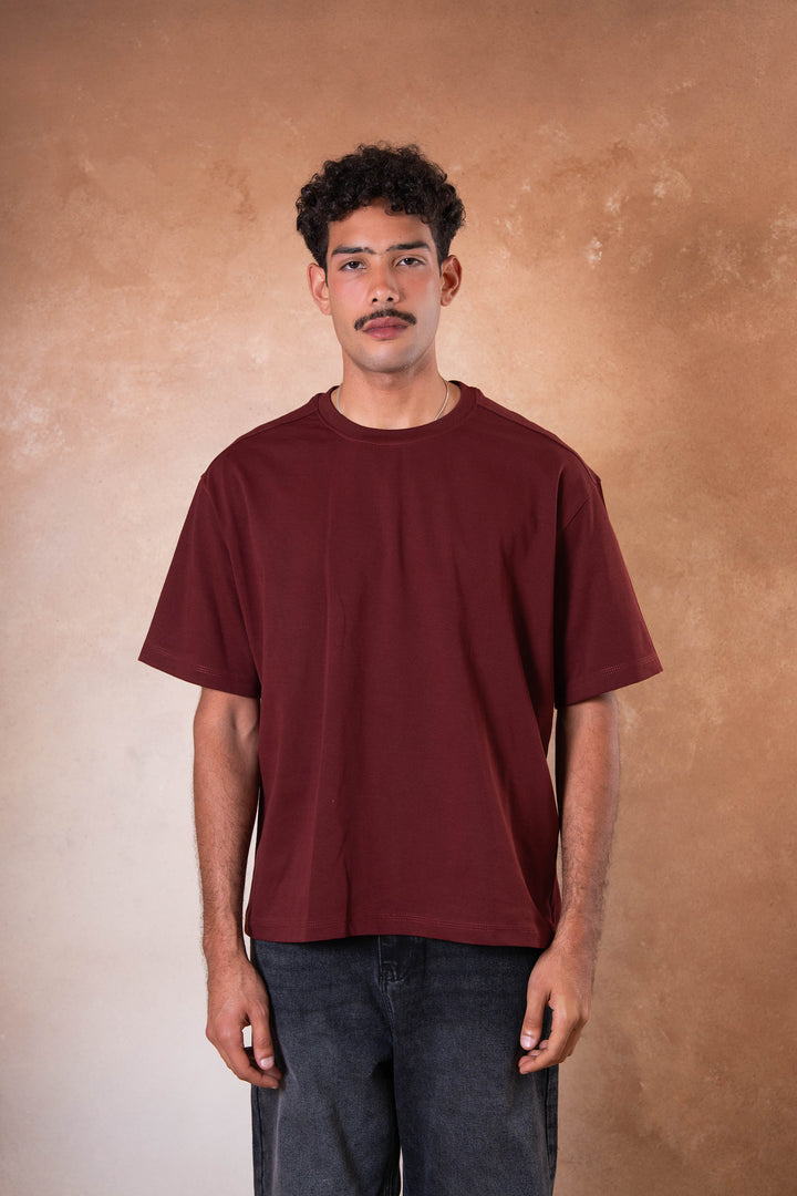 Box Fit Tee - Burgandy