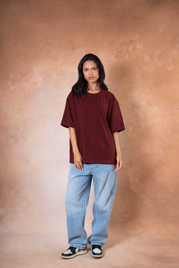 Box Fit Tee - Burgandy