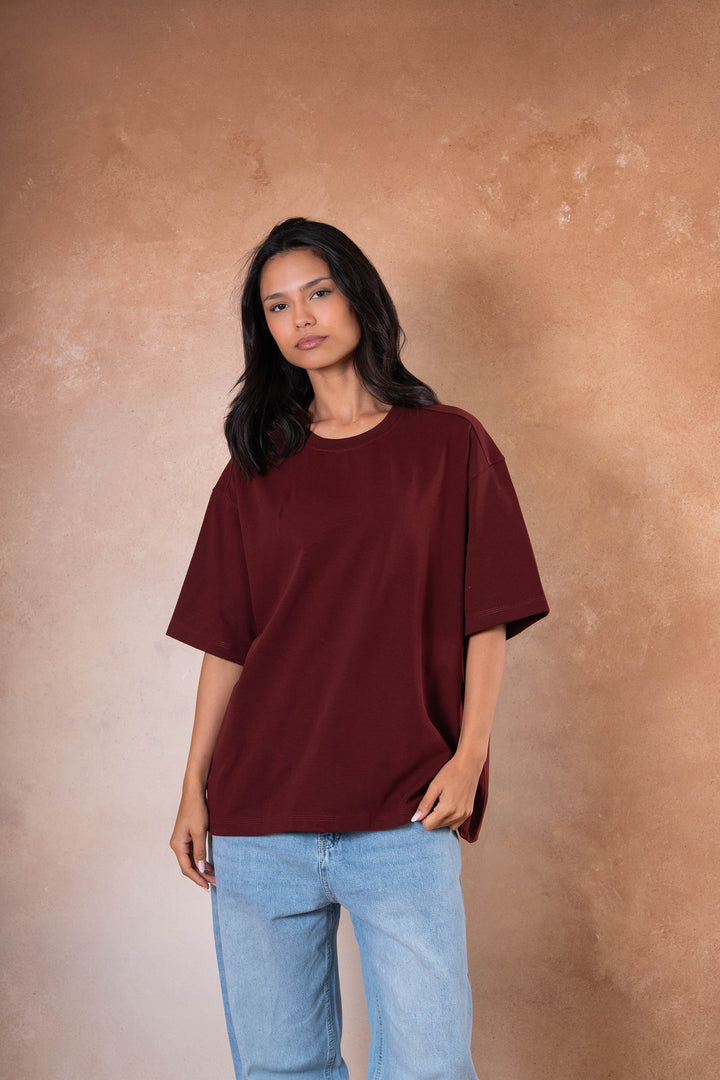 Box Fit Tee - Burgandy