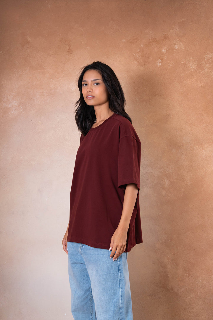 Box Fit Tee - Burgandy