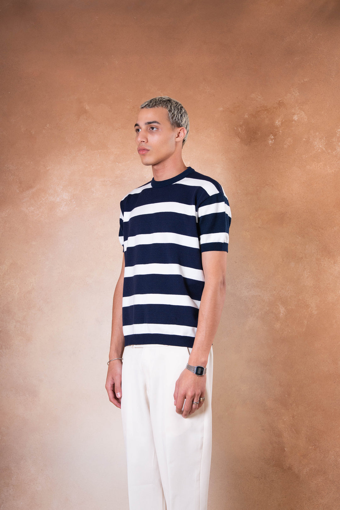 knitted striped - Navy