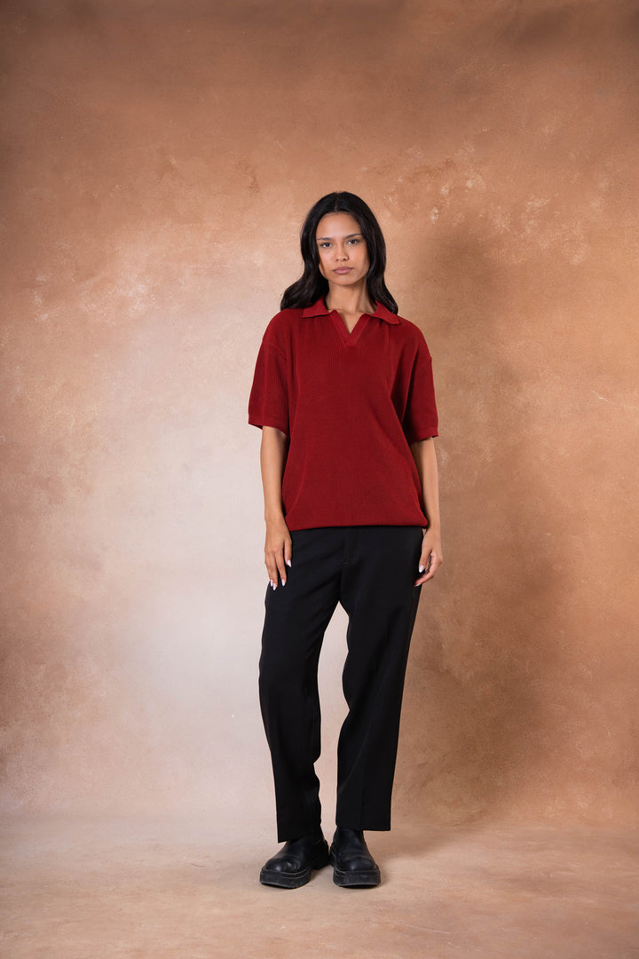Knitted Polo - Red