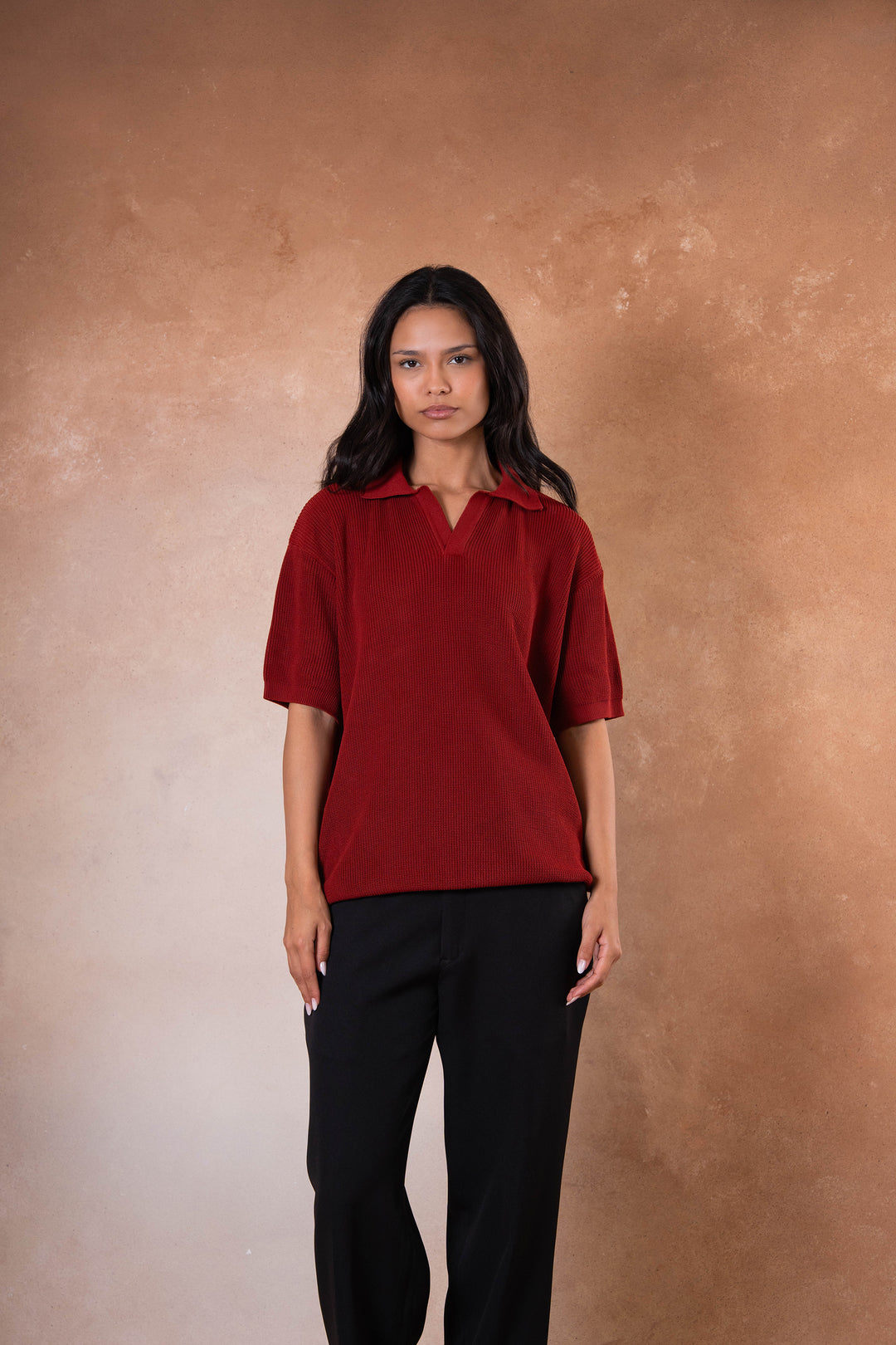 Knitted Polo - Red