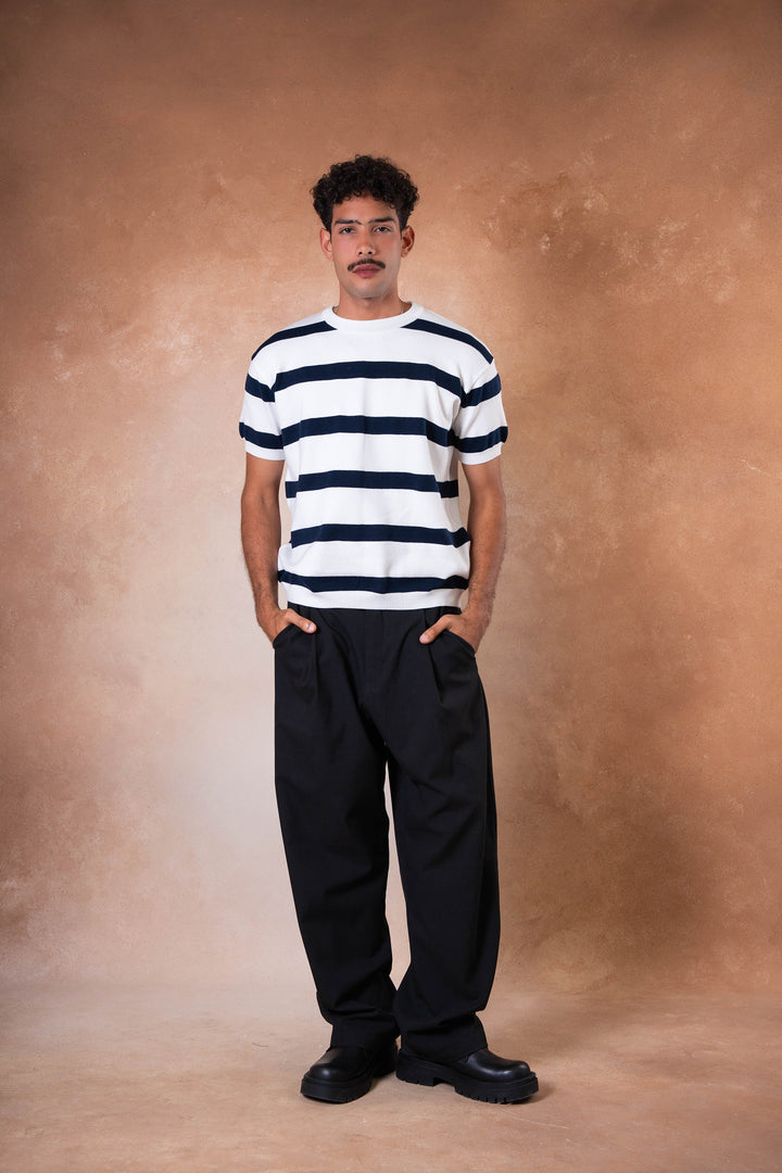 knitted striped - White