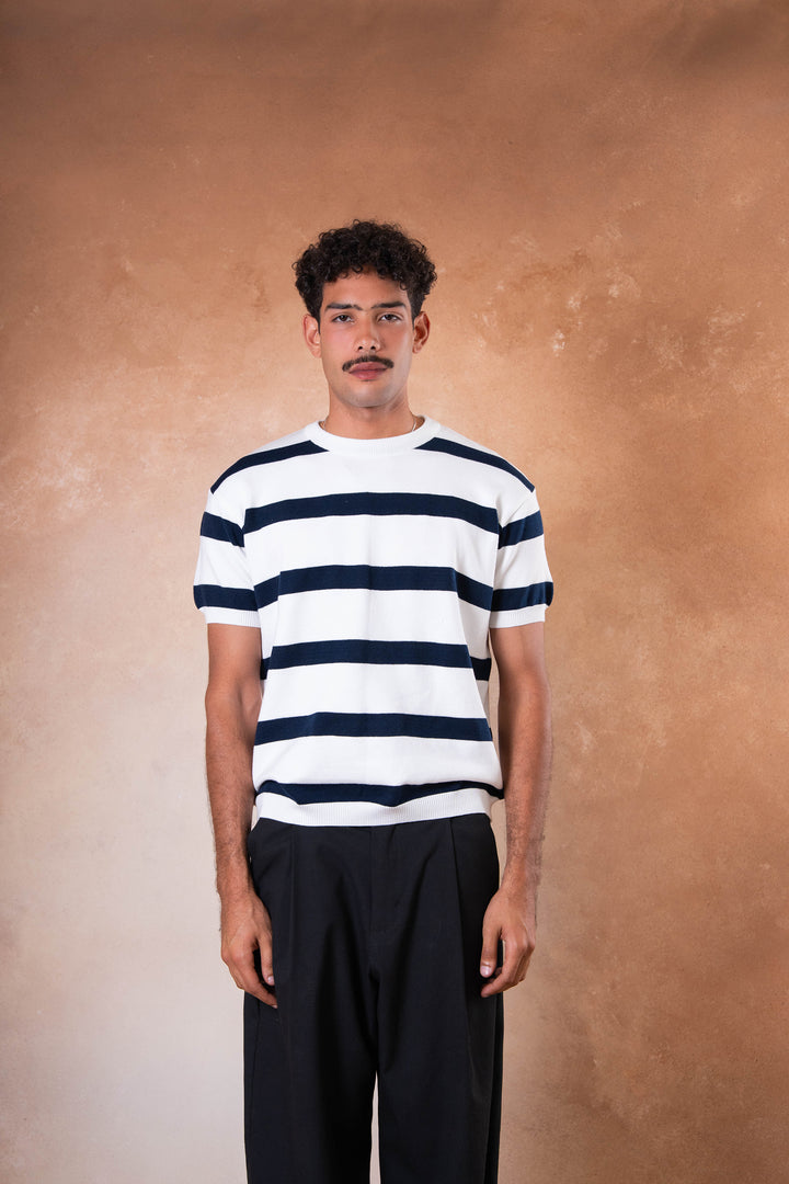 knitted striped - White