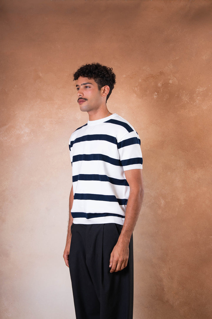 knitted striped - White