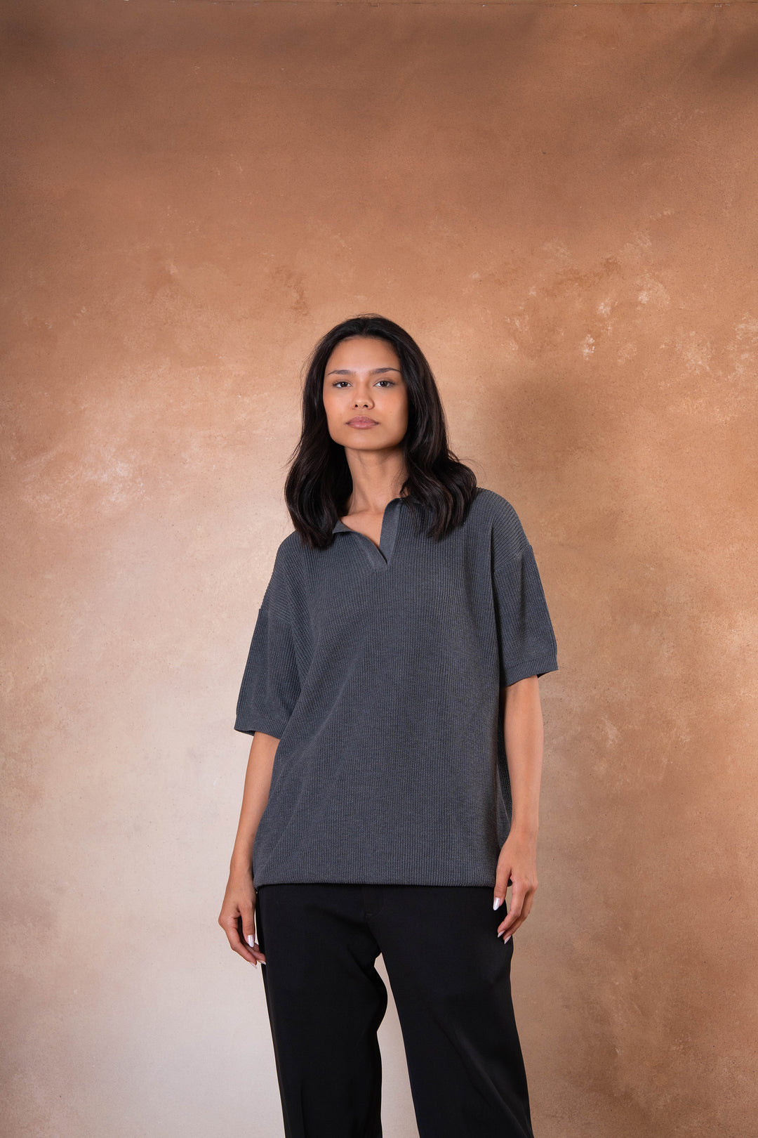 Knitted Polo - Gray