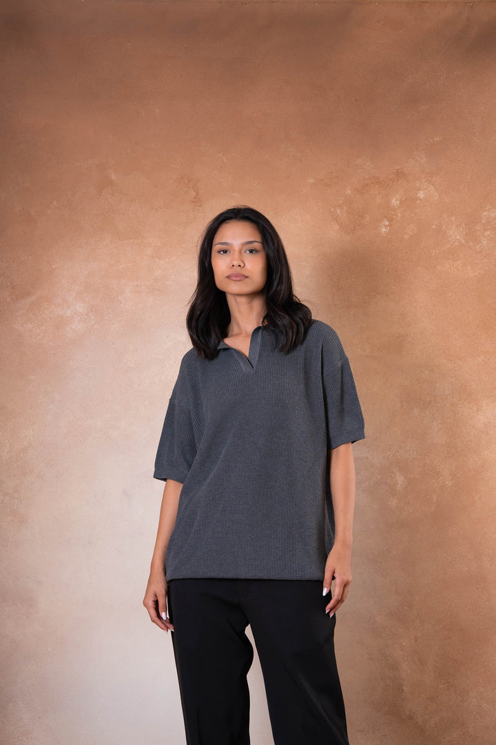 Knitted Polo - Gray
