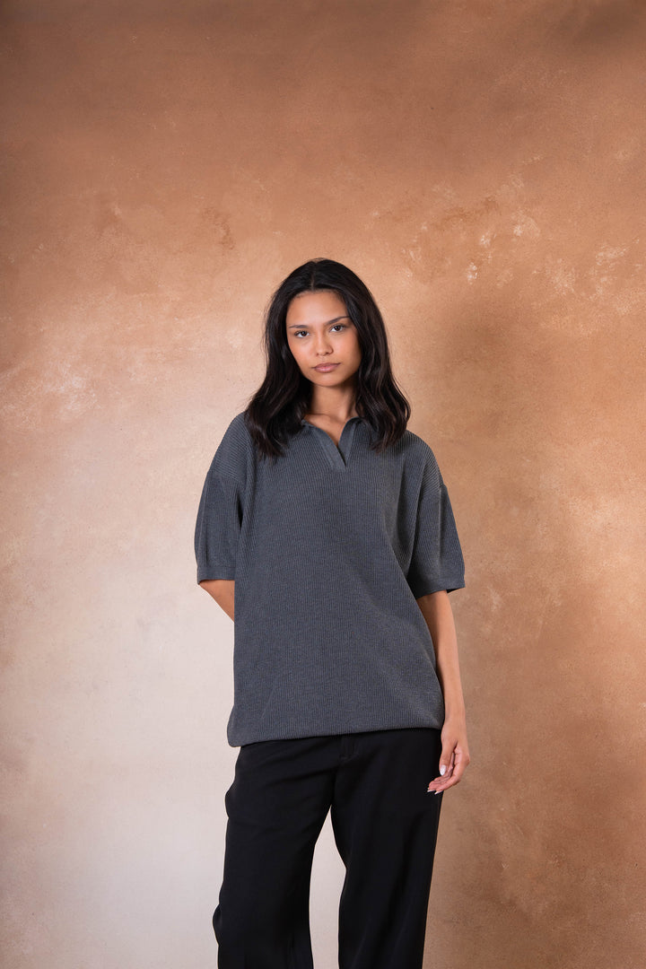 Knitted Polo - Gray