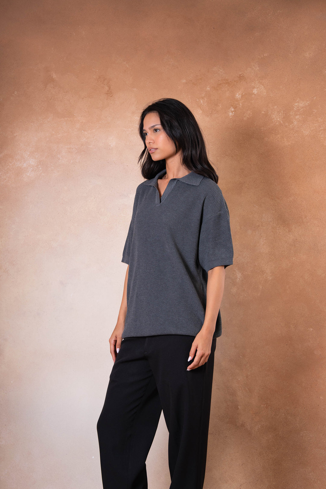 Knitted Polo - Gray