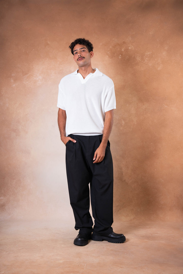 Knitted Polo - White