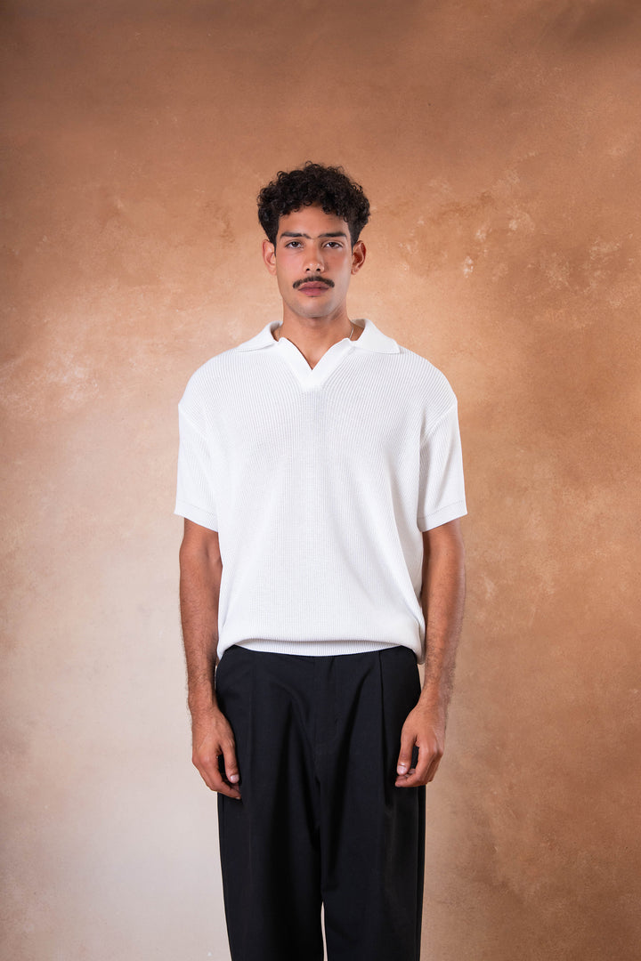 Knitted Polo - White