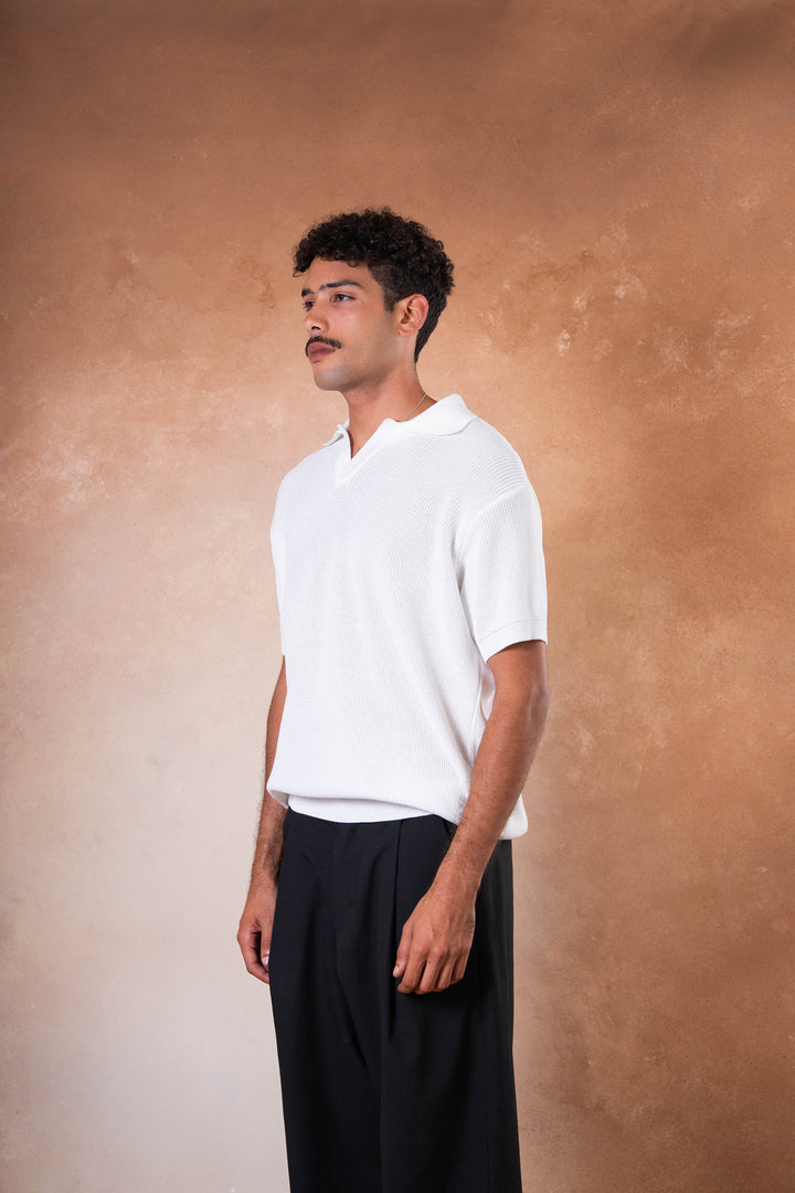 Knitted Polo - White