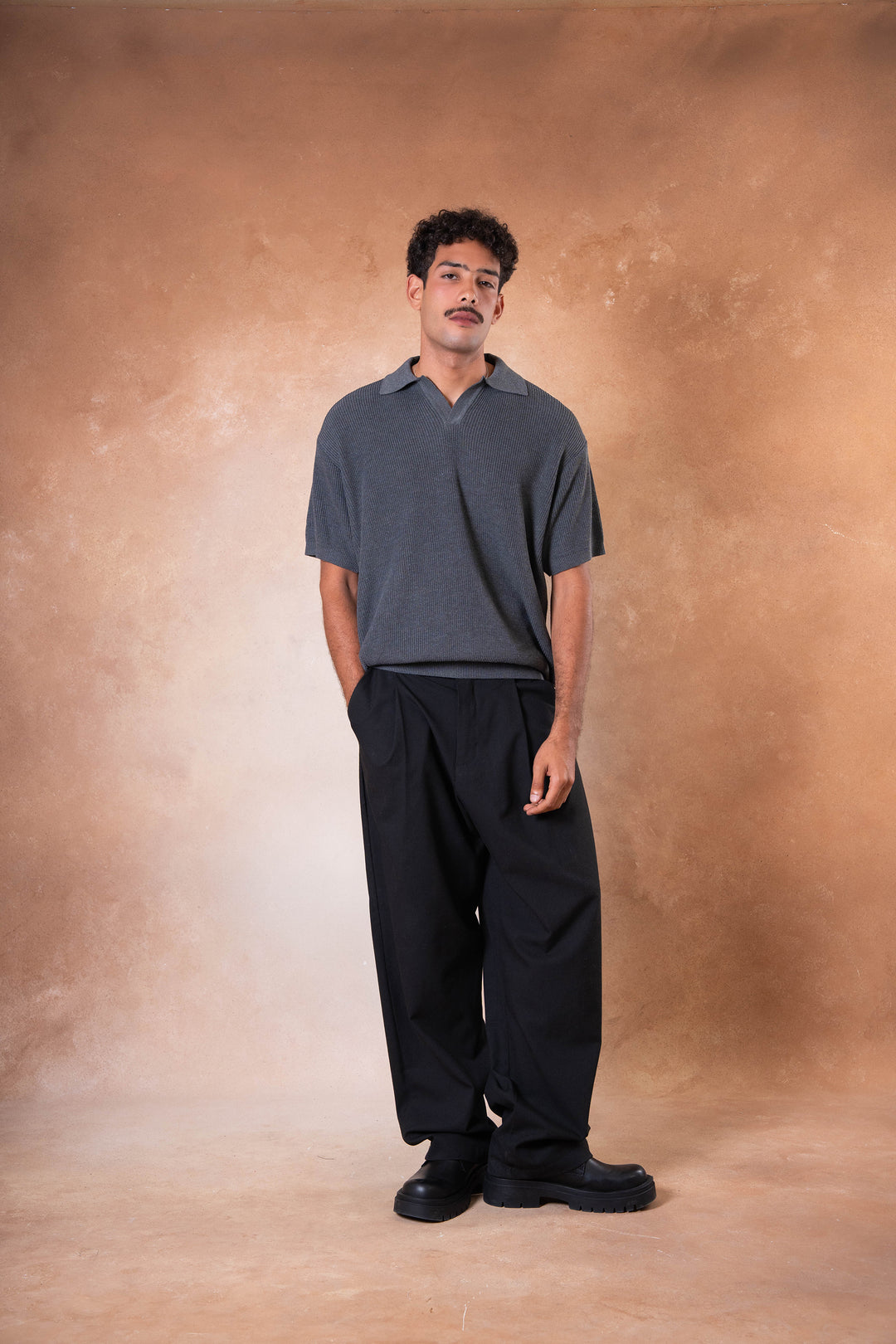 Knitted Polo - Gray