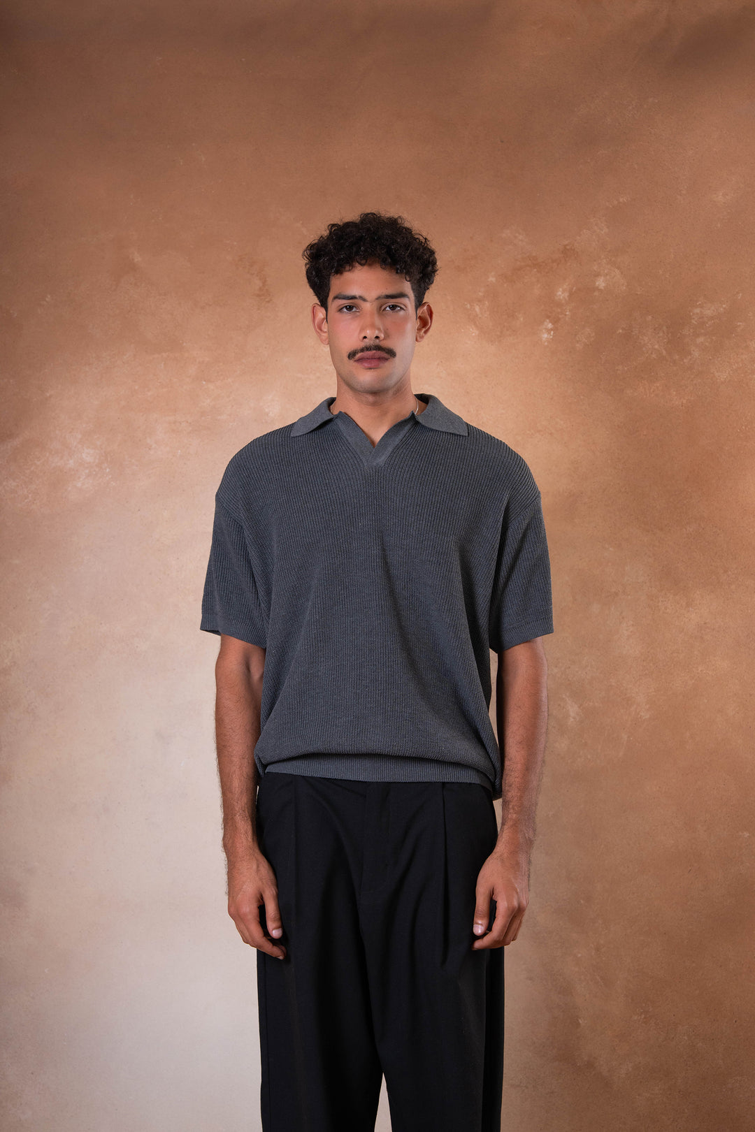 Knitted Polo - Gray