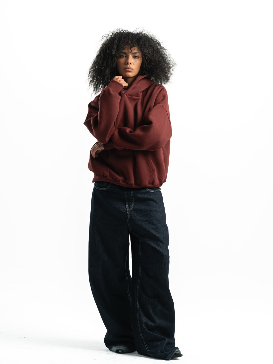 Box Fit Hoodie - Burgandy