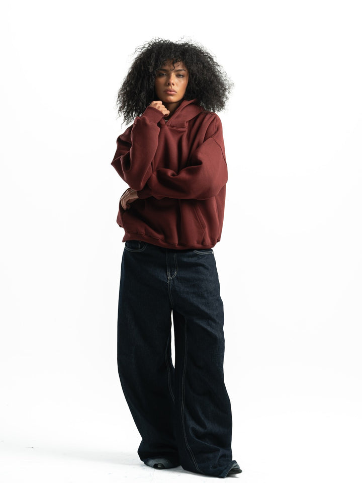 Box Fit Hoodie - Burgandy
