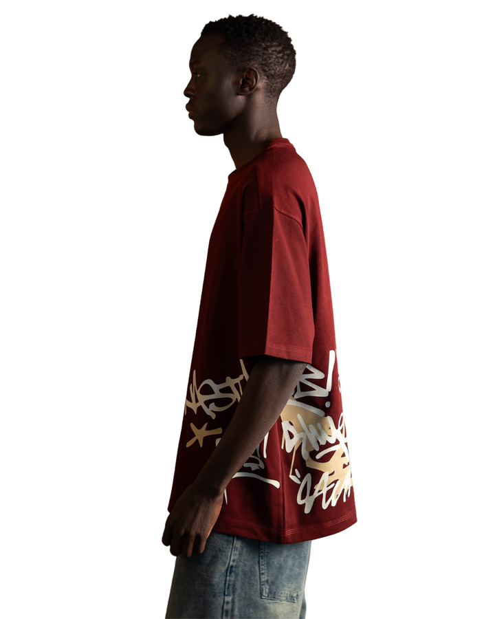Side Graffiti Tee - Burgandy