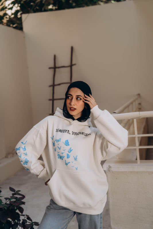 Butterfly White Hoodie