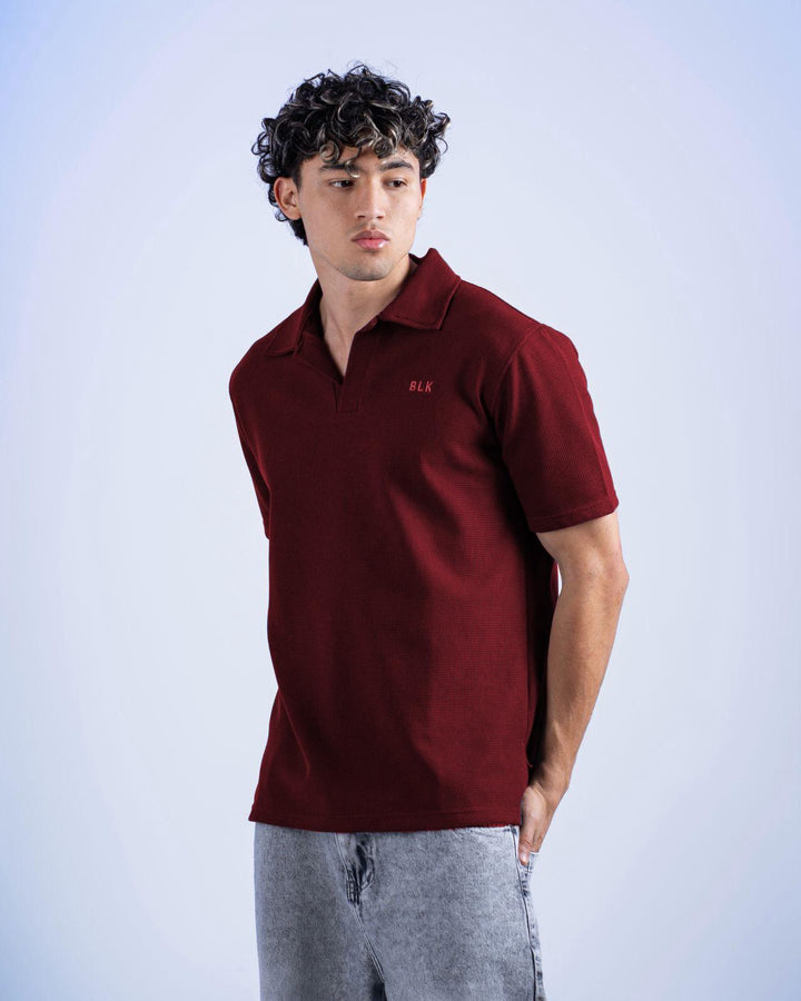 Biscuit Collar Tee – Burgandy