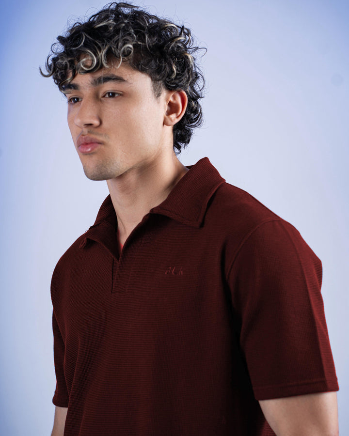 Biscuit Collar Tee – Burgandy