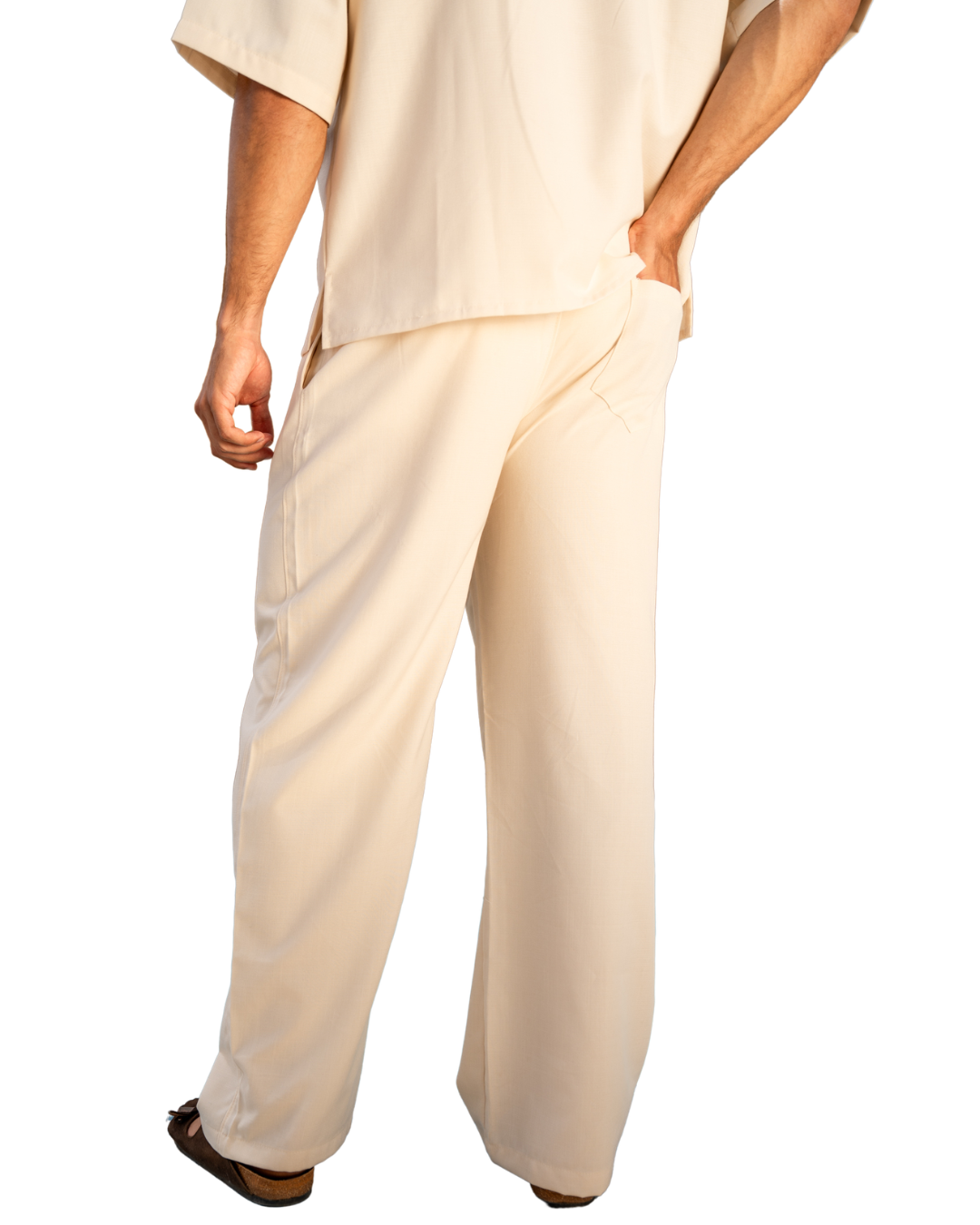 Linen Wide-Leg Pants - Beige