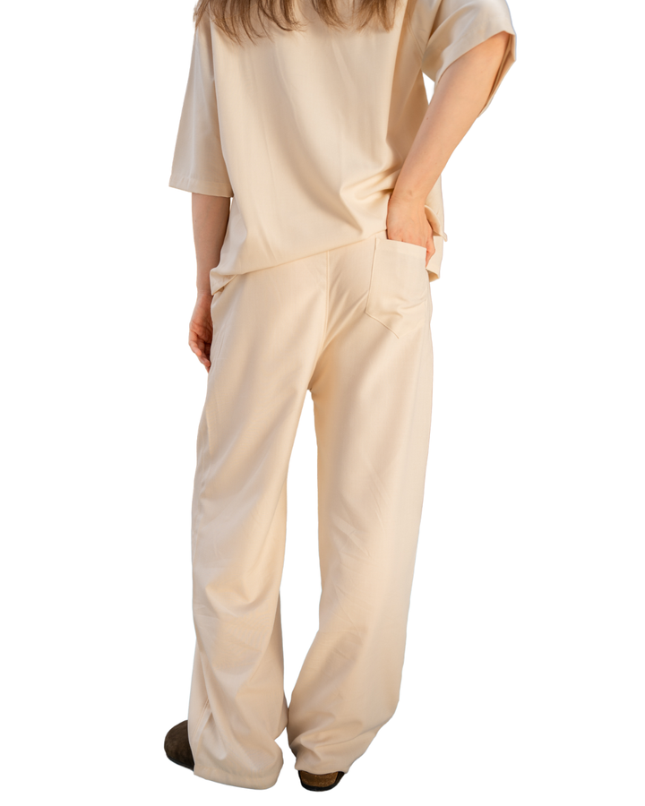Linen Wide-Leg Pants - Beige