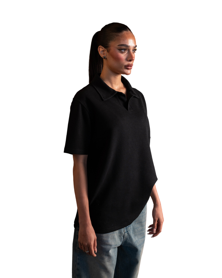 Biscuit Collar Tee - Black