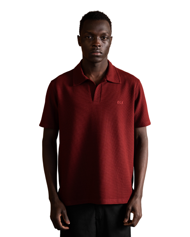 Biscuit Collar Tee - Burgandy