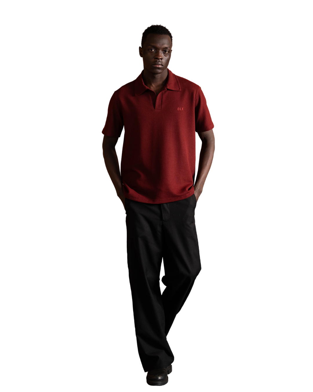 Biscuit Collar Tee - Burgandy