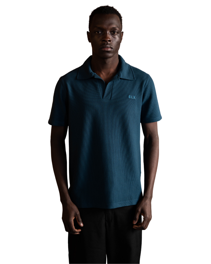 Biscuit Collar Tee - Navy
