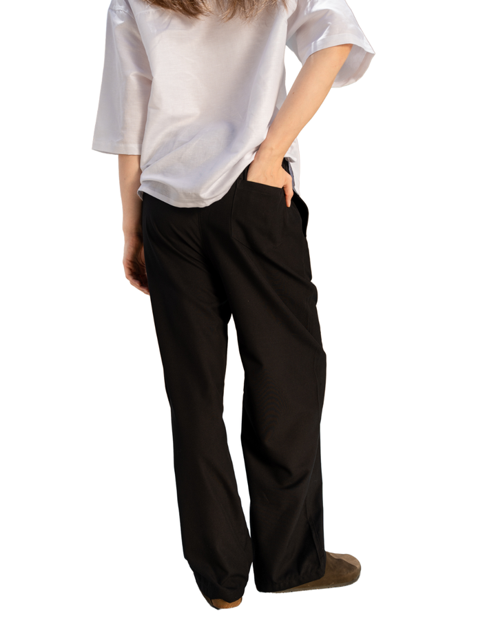 Linen Wide-Leg Pants - Black