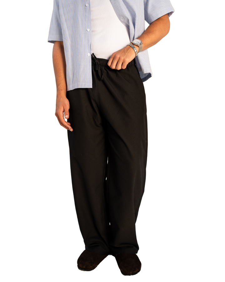 Linen Wide-Leg Pants - Black