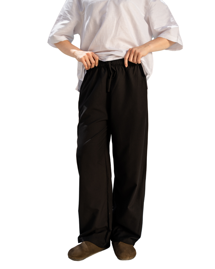 Linen Wide-Leg Pants - Black