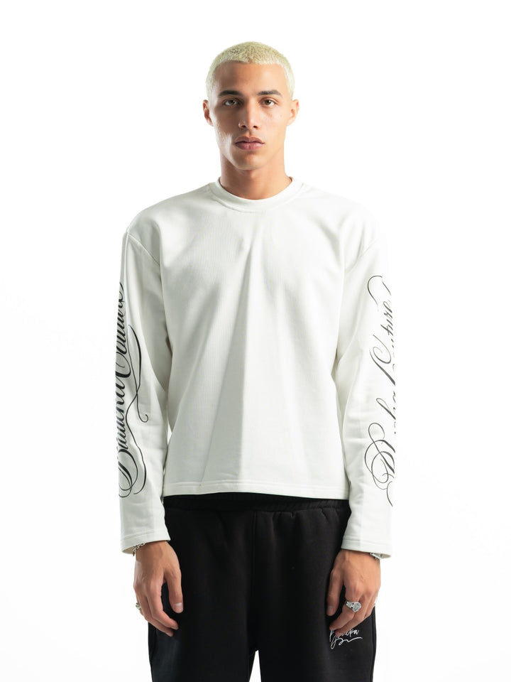 Textured print longsleeve - White