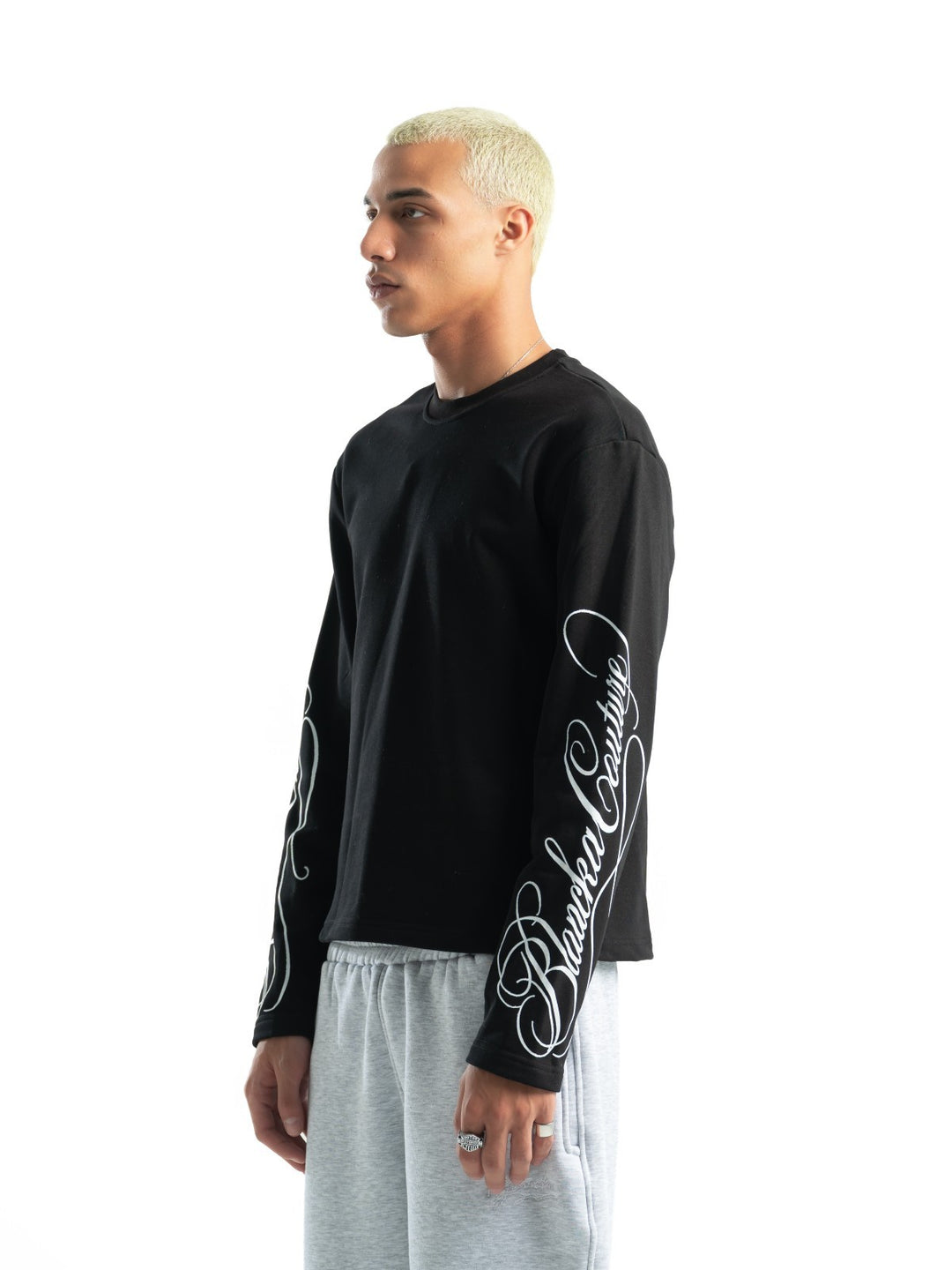 Textured print longsleeve - Black