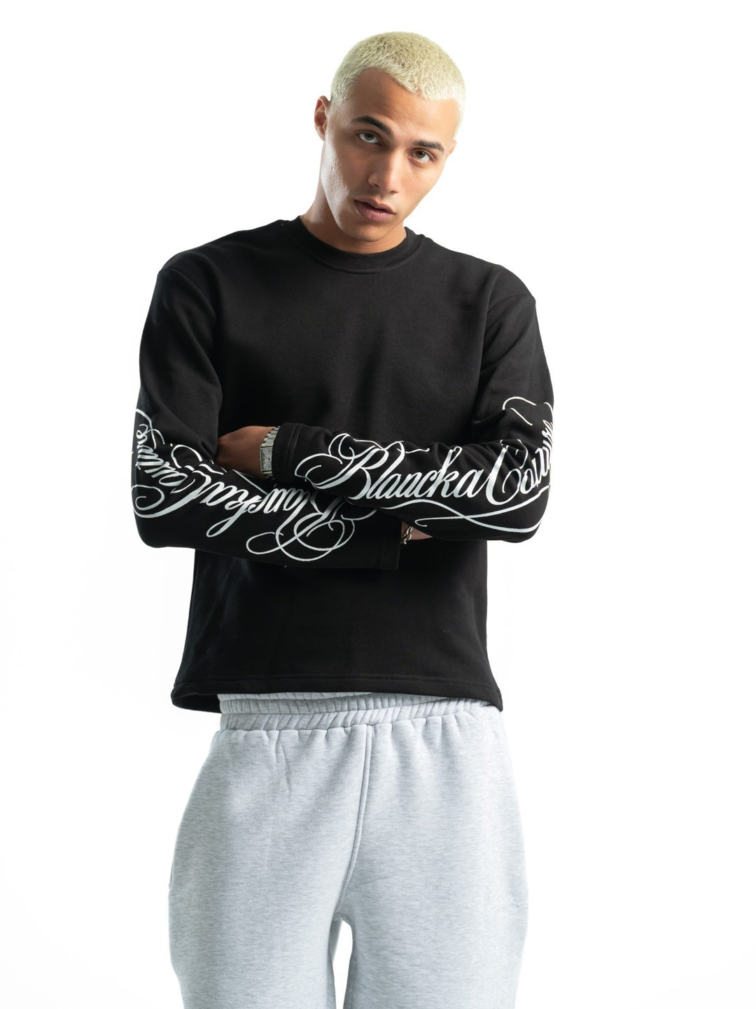 Textured print longsleeve - Black