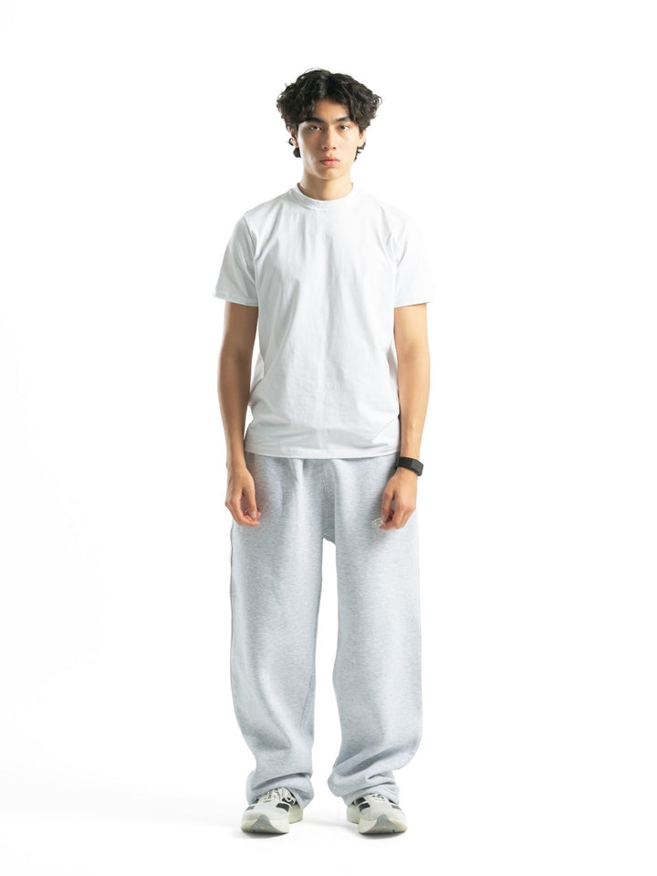 One Line Wide Leg Sweatpants – Light Grey