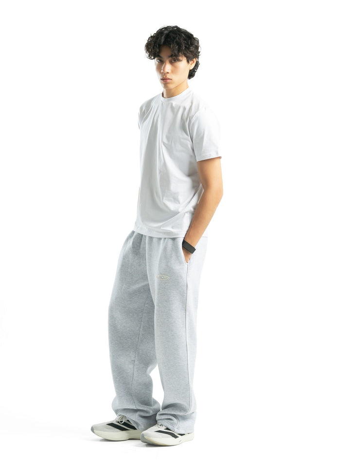 One Line Wide Leg Sweatpants – Light Grey