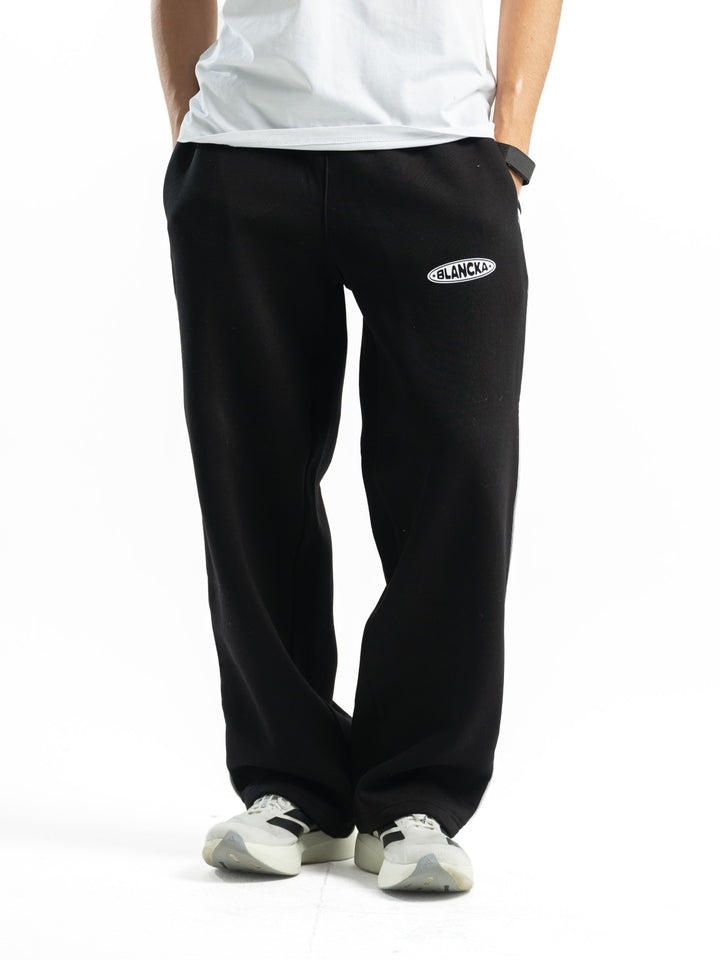 One Line Wide Leg Sweatpants – Black