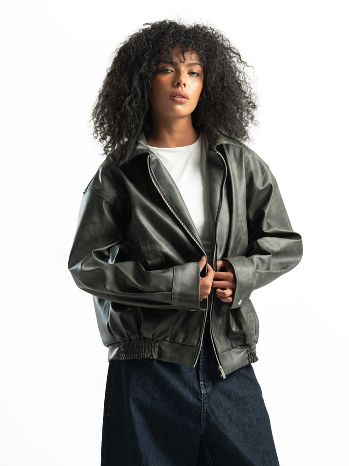 Leather Jacket – Olive