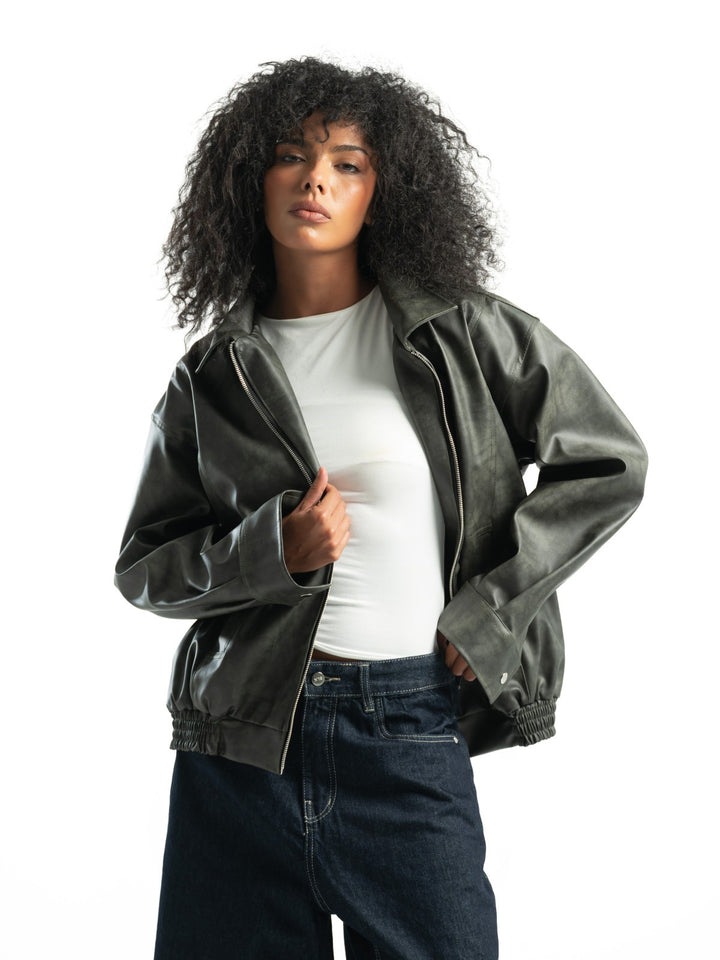 Leather Jacket – Olive
