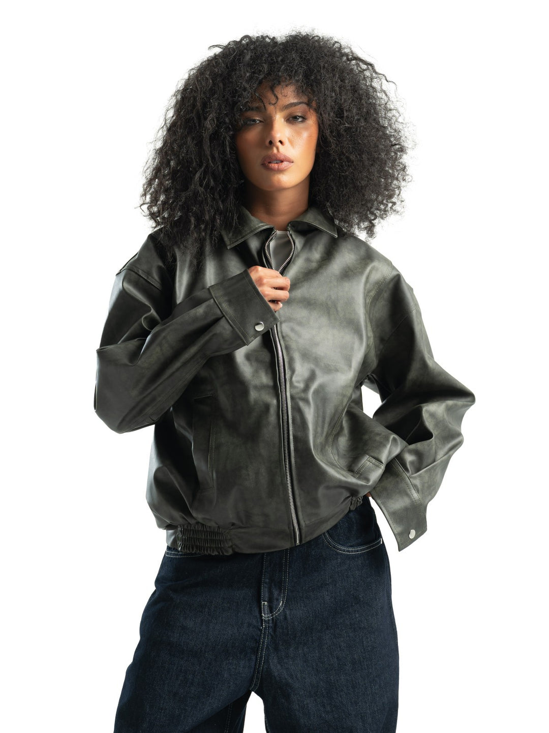 Leather Jacket – Olive