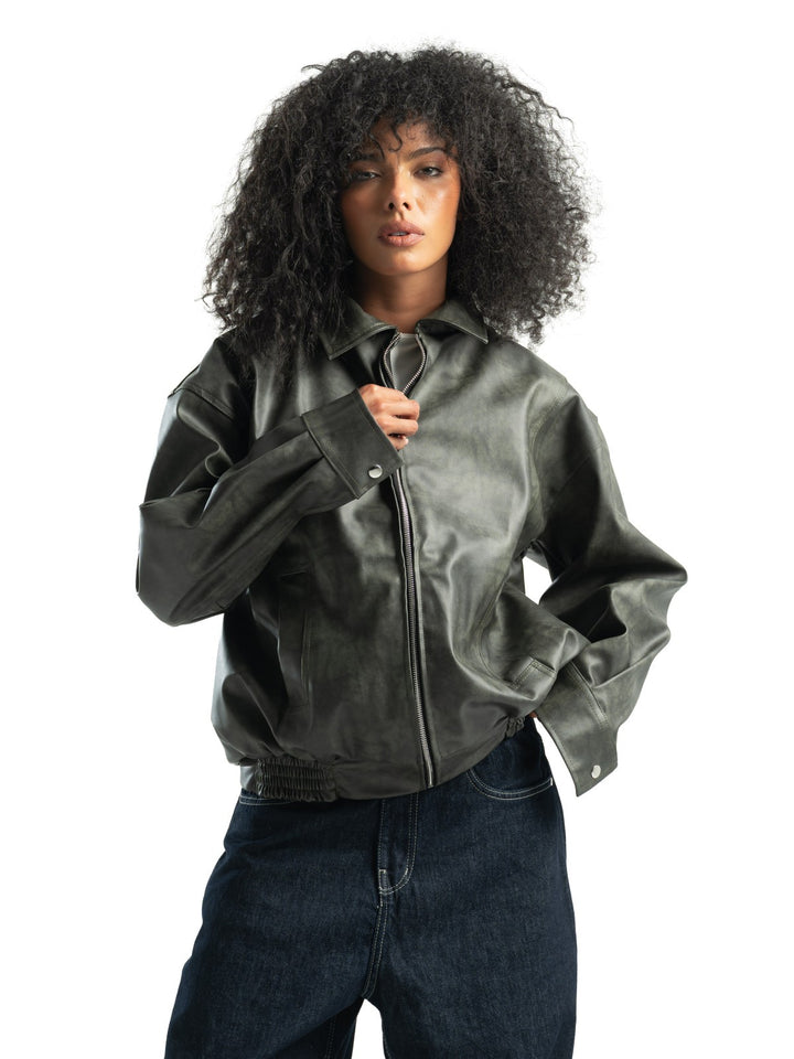 Leather Jacket – Olive