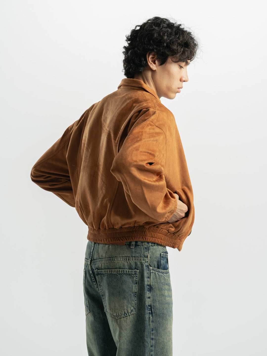 Suede Bomber Jacket – Camel