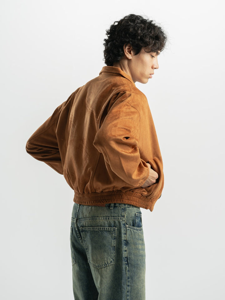 Suede Bomber Jacket – Camel